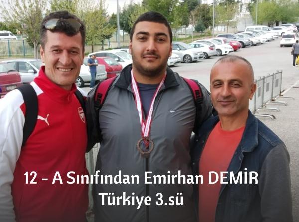 Öğrencimiz Emirhan Demir Türkiye 3.sü