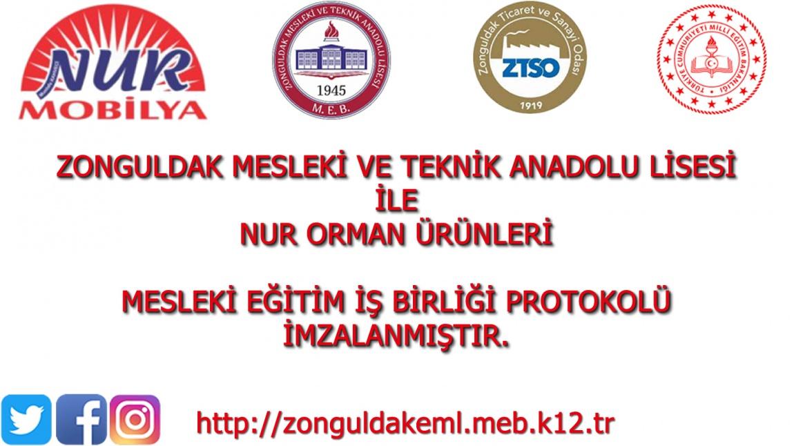 Zonguldak Ticaret ve Sanayi Odası Proje Okulu Zonguldak Mesleki ve Teknik Anadolu Lisesi ile Nur Mobilya Arasında Mesleki Eğitim İş birliği Protokolü İmzalanmıştır.